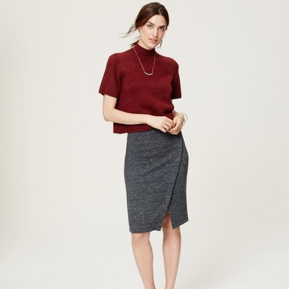 LOFT Stretchy faux Wrap Midi Pencil Skirt (1131)